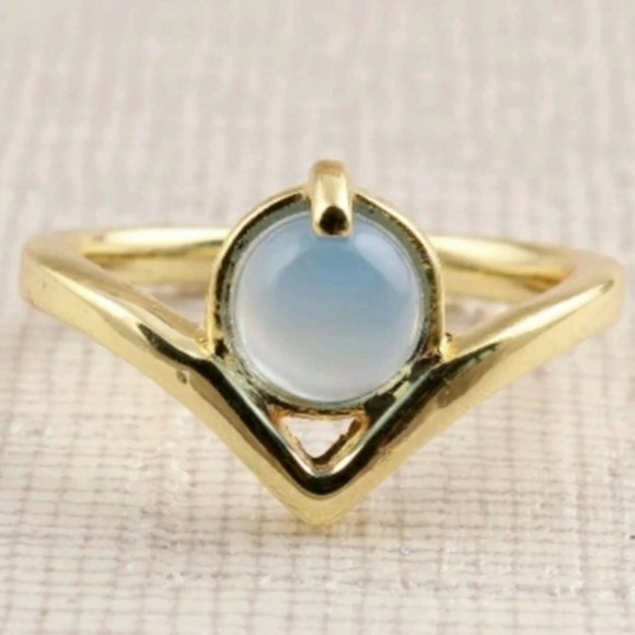 Blue Chalcedony circlet ring 24K gold plated - Picture 3 of 8